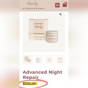 NEW HYDRASPHERE+ Advanced Night Repair Overnight Renewal Wrinkle Cream 1.7 oz